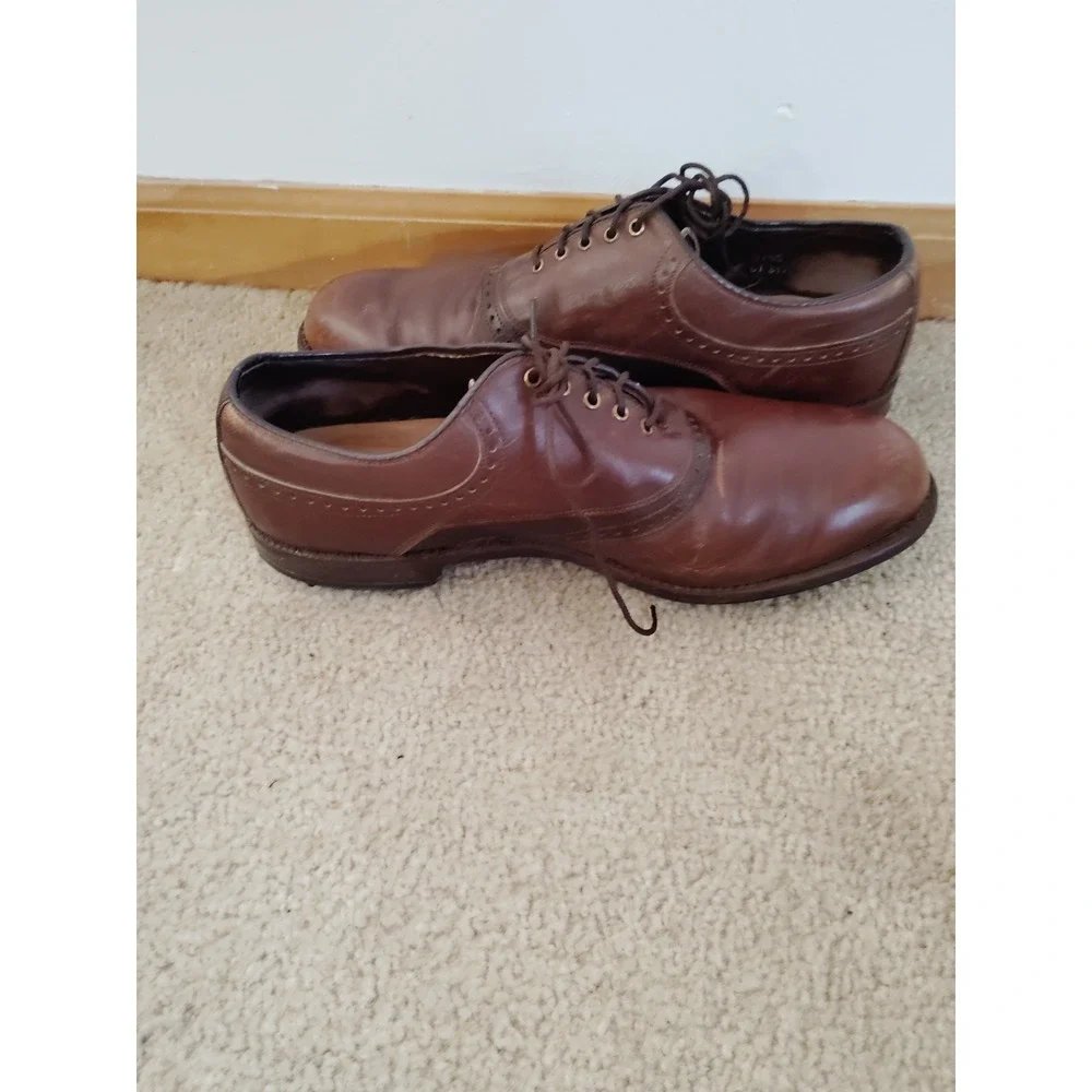 Footjoy Icon Golf Shoes Mens Oxford Wing Tip Cleats 11.5 D Brown Soft Leather***